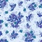 Blue winter rose seamless pattern