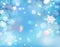 Blue Winter Shining Bokeh Background With Snowflakes. Vector.