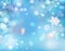 Blue Winter Shining Bokeh Background With Snowflakes. Vector.