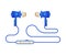 Blue Wired Earphones, Accessory for Music Listening Vector Illustration