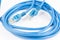 Blue Wired LAN Cable On White