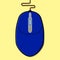 Blue wired mouse isolated on yellow background