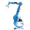 Blue wireframe robotic arm