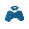 Blue Wireless gamepad icon isolated on transparent background. Game controller.