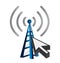 Blue wireless technology tower and cursor