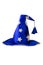 Blue wizard hat with silver stars, cap isolated