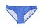 Blue women`s panties with a pattern of stars, isolated on a white background