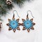 Blue Wood Snowflake Earrings - Bright Colors, Bold Shapes, Festive Atmosphere