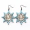 Blue Wood Snowflake Earrings: Geometric Modern Jewelry
