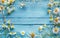 Blue Wooden Background With Daisies