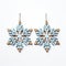 Blue Wooden Christmas Snowflake Earrings - John Hejduk Style