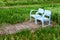 Blue wooden lawn chairs