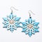 Blue Wooden Snowflake Earrings - High Detailed, Traditional Craftsmanship