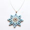 Blue Wooden Snowflake Jewelry: Light Indigo And Light Brown Necklace