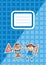 Blue workbook with name tag, vector icon