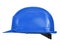 Blue worker helmet of a construction site on a white background 3d rendering