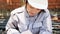 Blue worker reading letter and cry. Close up of women eyes working under harsh environment