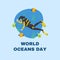 Blue World Oceans Day Illustration Instagram post