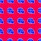 Blue Worldwide shipping and cardboard box icon isolated seamless pattern on red background. Vector Illustration