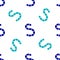 Blue Worm icon isolated seamless pattern on white background. Fishing tackle. Vector