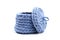 Blue woven fabric basket isolated on white background