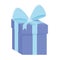 Blue wrapped gift box with bow surprise icon