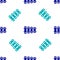 Blue Xylophone - musical instrument with thirteen wooden bars and two percussion mallets icon isolated seamless pattern