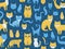 Blue and yellow cat vector captures a playful and vibrant essence, combining contrasting colors for an eye catching design