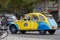 Blue and yellow Citroen on the streets of Paris