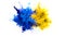 Blue Yellow Color Burst Multiple colorful smoke explosions fluid particles alpha