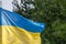 Blue-yellow flag of Ukraine waving in the wind