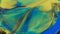 Blue, yellow, green, streaks on a colorful background. Abstract light pastel streams flow along the plane on a blue