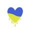 Blue and yellow heart. Ukrainian flag colors