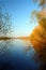 Blue and yellow lake landscape