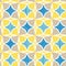 Blue and yellow marble textured tiles seamless