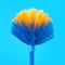 blue-yellow mop broom for collecting dust on a stick
