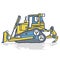 Blue yellow outlined big excavator, digger on white