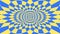 Blue and yellow psychedelic optical illusion. Abstract hypnotic diamond animated background. Wallpaper with rhombus