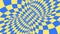 Blue and yellow psychedelic optical illusion. Abstract hypnotic diamond animated background. Wallpaper with rhombus