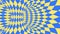 Blue and yellow psychedelic optical illusion. Abstract hypnotic diamond animated background. Wallpaper with rhombus shapes