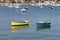 Blue and Yellow Rowing Boats