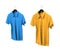 Blue and yellow short sleeve shirts