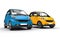 Blue And Yellow Small Cars