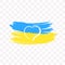 Blue-yellow smear with a white heart. Ukrainian symbols. Blue-yellow smear with a white heart. Ukrainian symbols