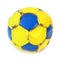 Blue and yellow soccer/football ball