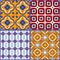 Blue and yellow spanish seamless ceramic tile pattern.