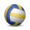 Blue and yellow volleyball ball on white backgrou