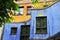 Blue and yellow wall of Hundertwasser house