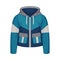 Blue Zippered Anorak with Hood and Side Pockets as Womenswear Vector Illustration