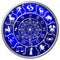 Blue Zodiac Disc with Signs and Symbols